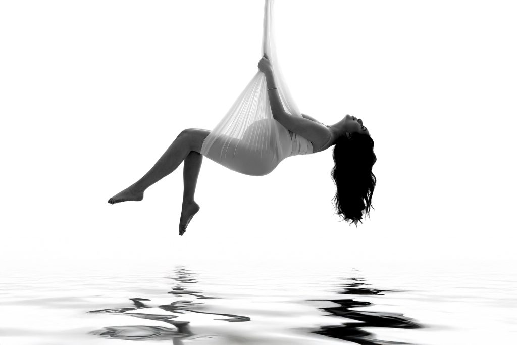 Luxury maternity silhouette portrait in Toronto studio by Lil One Photography