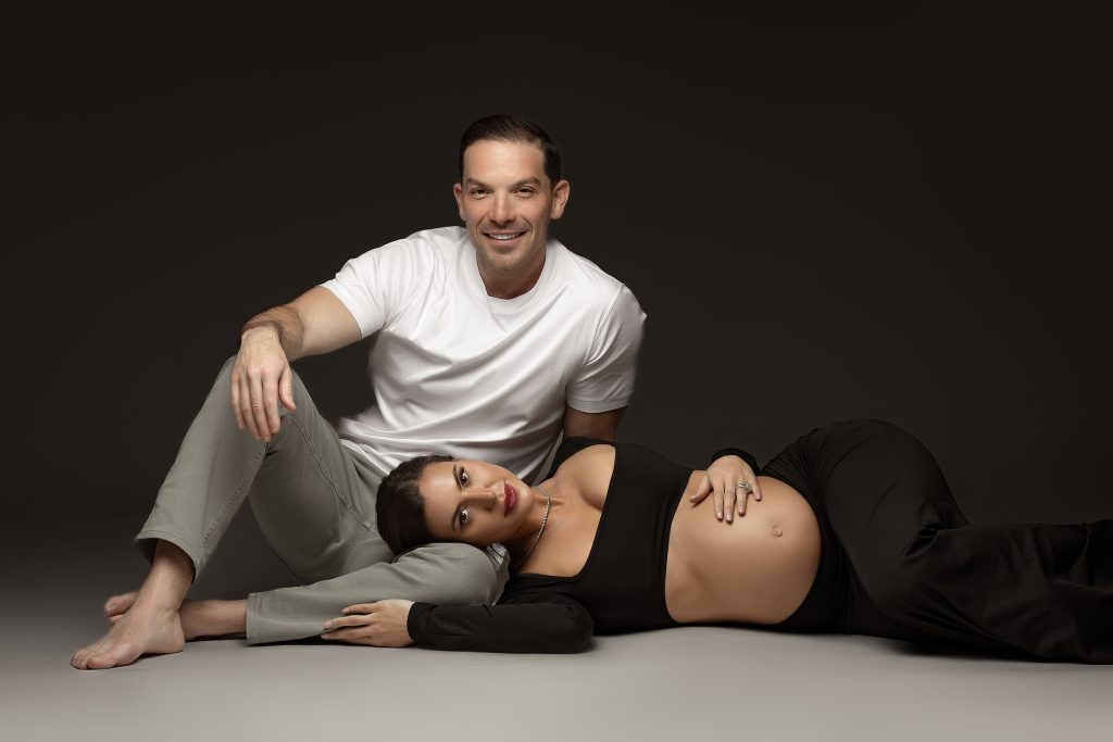 luxury maternity couple photography session in Toronto studio